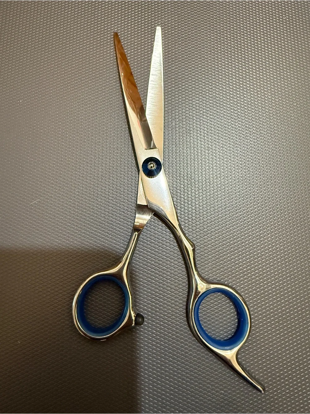 Professional Stainless Steel Men's Grooming Scissors - Blue Accents